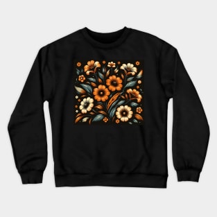 Orange Floral Illustration Crewneck Sweatshirt